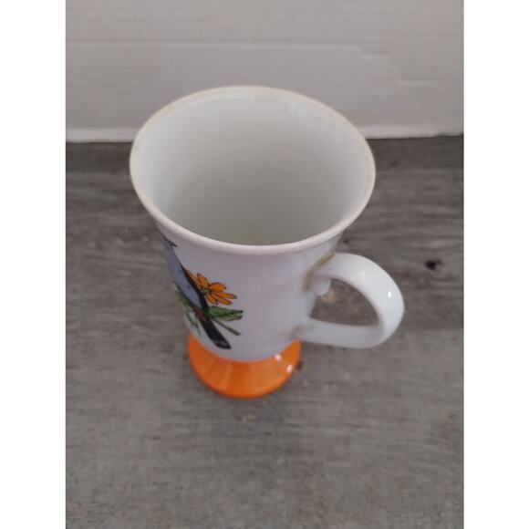 Song Bird Pedestal Mug Irish Coffee Cup FRED ROBERTS Orange - Picture 6 of 7